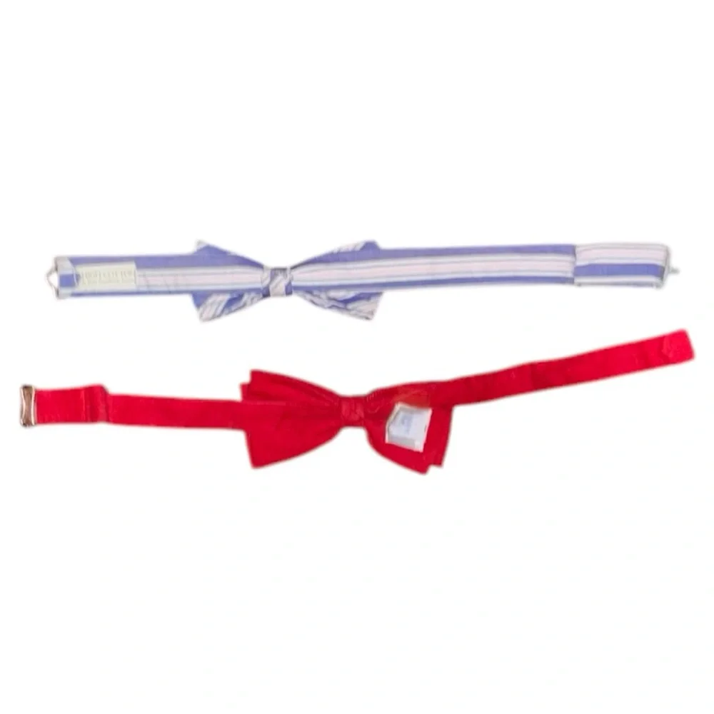 Bella Bliss Red Corduroy Bow Tie & High Cotton Blue, White & Pink Bow Tie